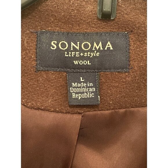 Sonoma Life+Style Wool Blend Brown Peacoat Womens Size Large - Picture 2 of 12